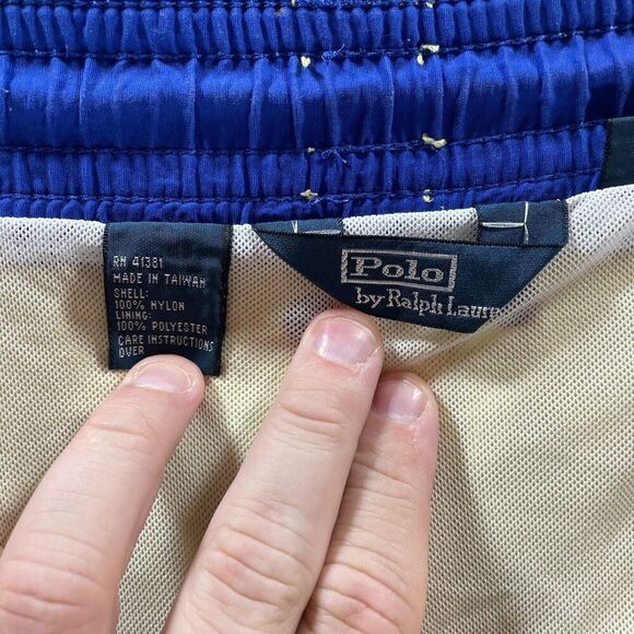 Vintage Polo Ralph Lauren Swim Trunks Men 2XL XXL Yellow Pockets Swimwear Shorts - Picture 10 of 12